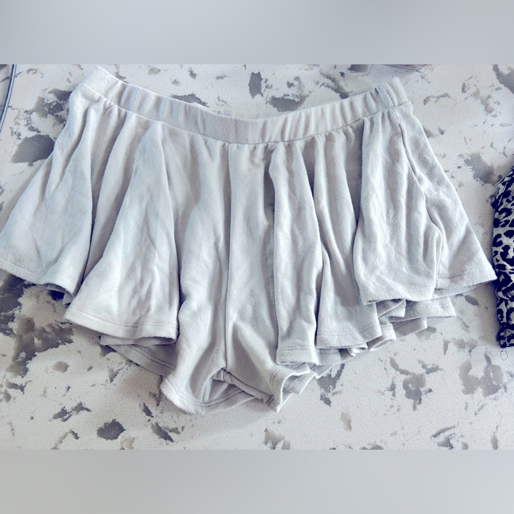Soft Light Grey Flowy Flirty Short Shorts Like A Skirt Beach Cover up Medium M L